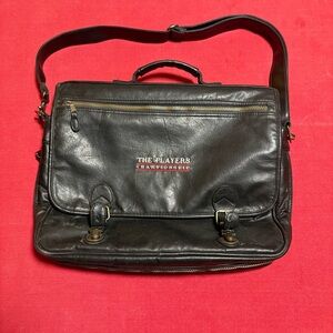 “The Players Championship” Black Leather Messenger Bag: VINTAGE VERY RARE